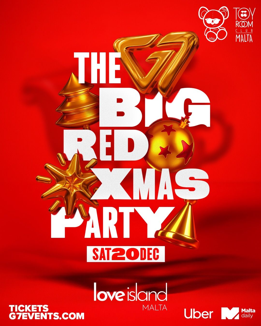 Big Red Xmas Party Love Island Malta at Toy Room Club. poster